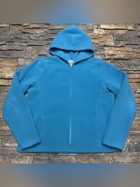 LL Bean Fleece Full Zip Hoodie Sweatshirt Womens XL Blue Jacket Hiking Outdoors